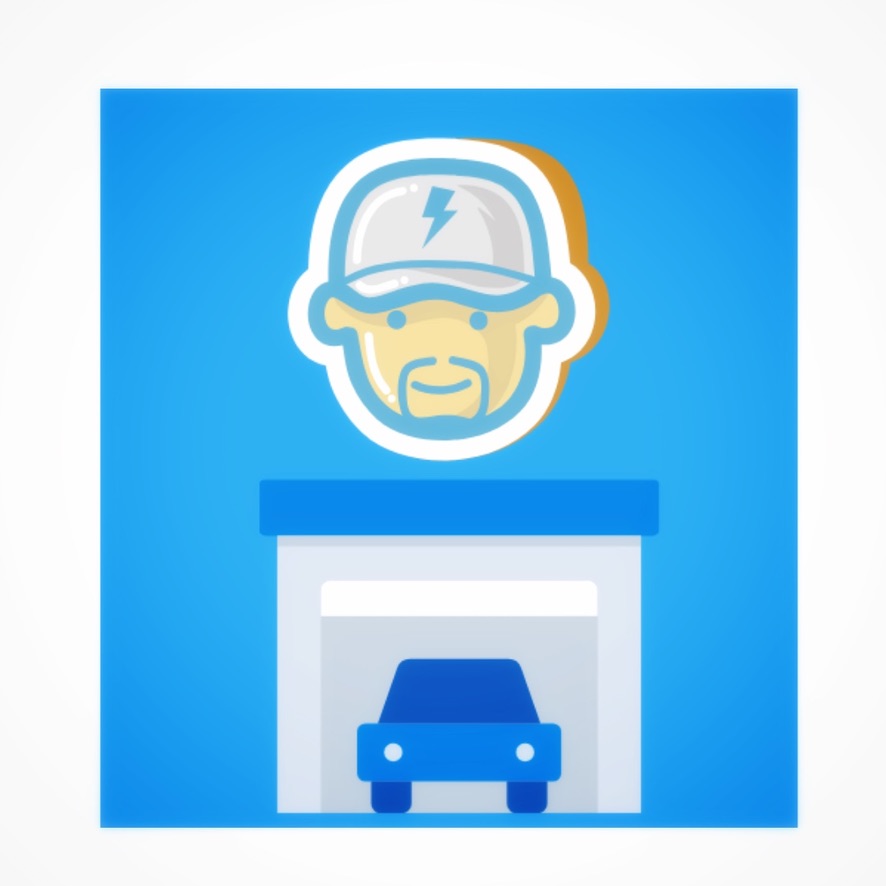 Garage Cleaning Guys & Organization favicon featuring a simplified garage icon with bold initials representing professional garage makeovers
