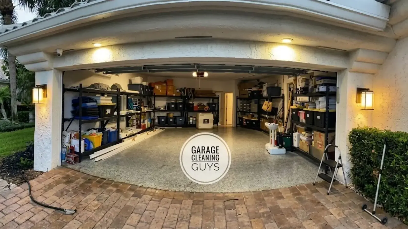 Complete garage makeover with custom cabinets and epoxy flooring