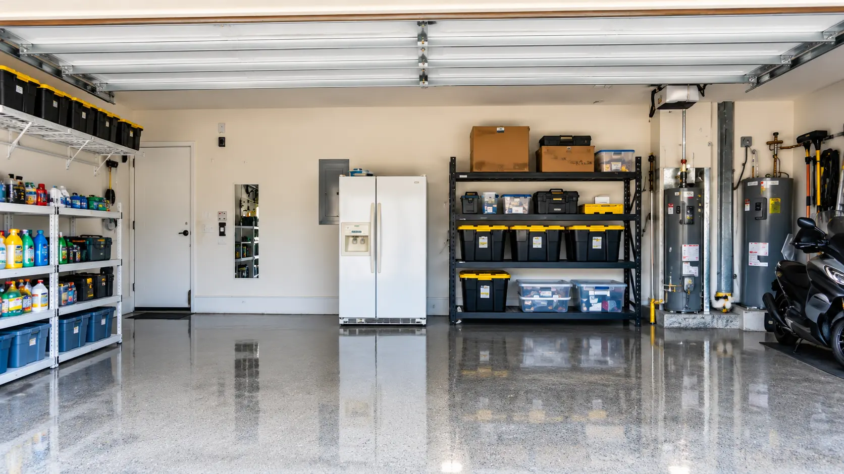 with custom shelving and organized storage